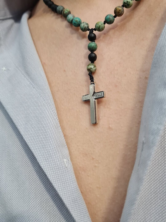 Mentzos Cruc Negru din Oțel Fără Lanț