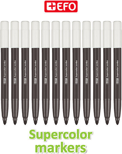 +Efo Supercolor Schwarz Zeichenmarker Dicke Set 12Stück