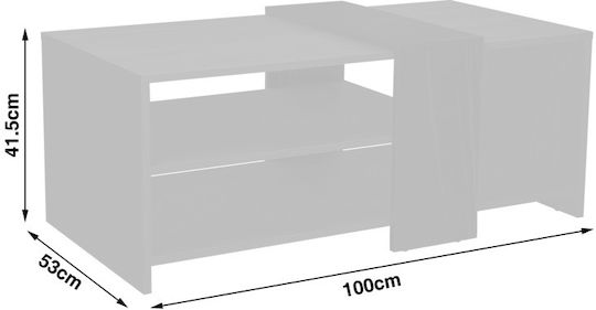 Rectangular Central Coffee Table Cozeto from Solid Wood Natural L100xW53xH41.5cm