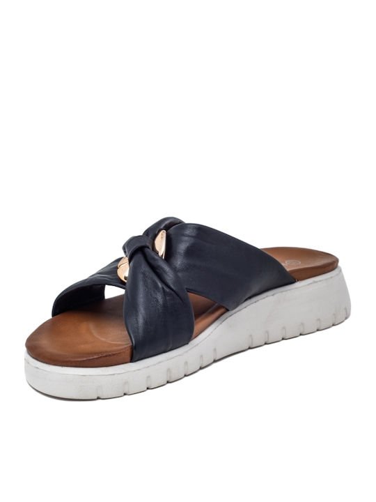 Women's Leather Platform Shoes Black