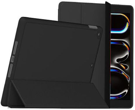 Mw Case Ipad Pro 13” M4 Folio Slimskin Series Apple Pencil Holder Black