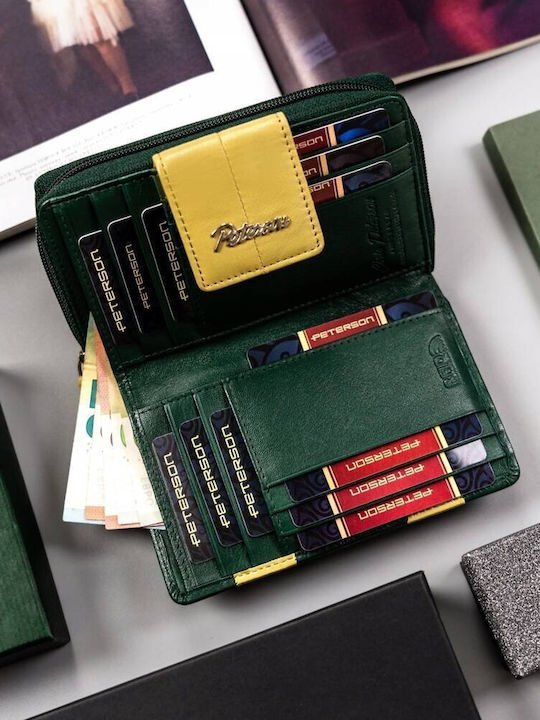 Large Leather Women's Wallet with RFID Green