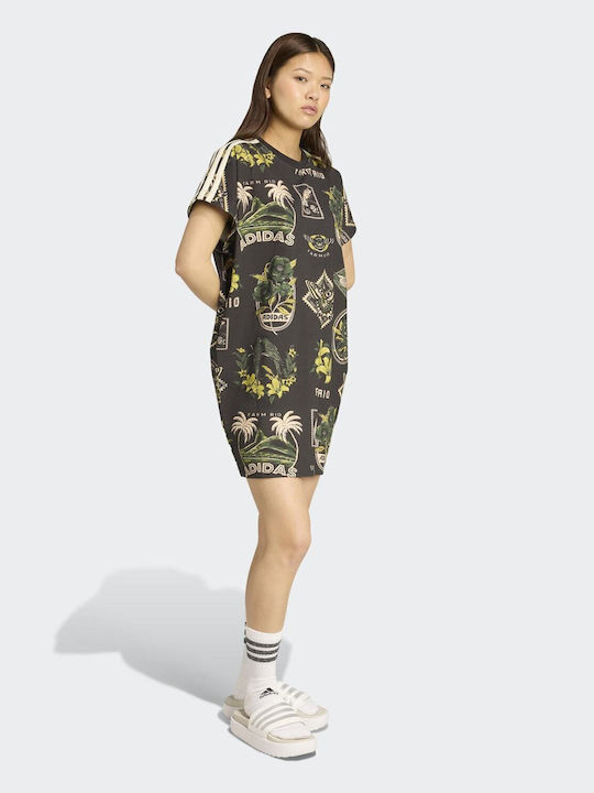 Dress Καλοκαιρινό Mini Αθλητικό Φόρεμα T-shirt Κοντομάνικο Μαύρο
