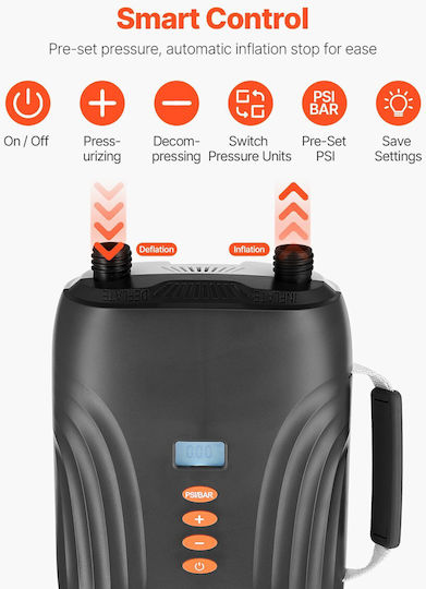 Vevor Paddle Board Pump Rechargeable Battery-Powered 20psi Dual Stage SUP Pump