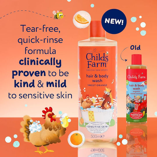 Childs Farm Παιδικό Αφρόλουτρο & Σαμπουάν με Πορτοκάλι σε Μορφή Gel 500ml