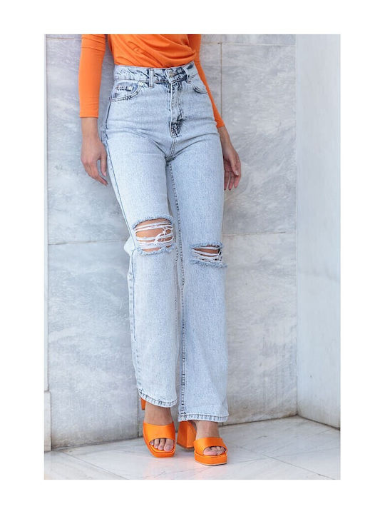 Hochgeschnittenes Denim Hosen Mit Rissen