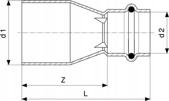 Mufa 22x15 Copper Gas Coupling Profipress Viega