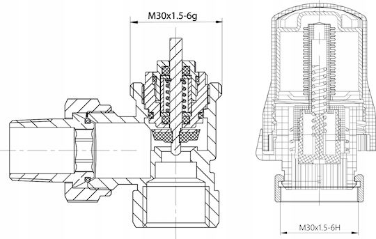 Weißes Winkel-Thermostat-Set 1/2