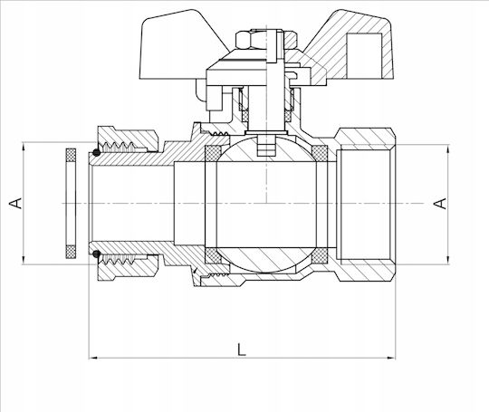 Butterfly Valve 1"" Internal Coupling Spanish