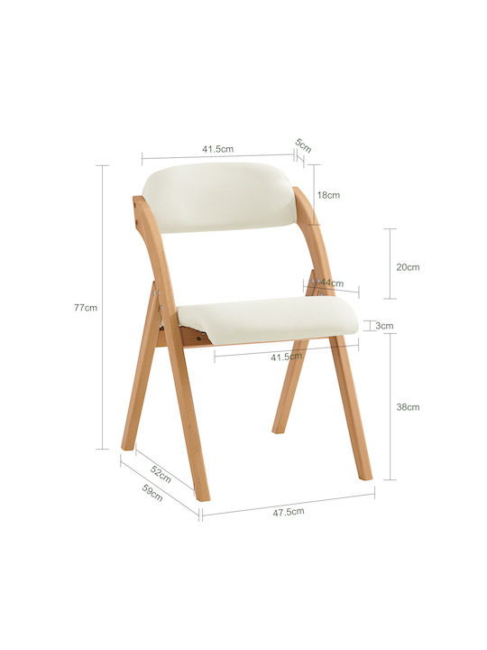 Wooden Foldable Kitchen Chair White 47x50x51cm