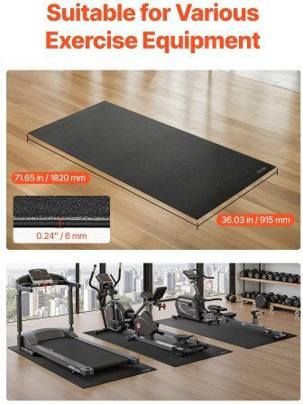 Vevor Gym Exercise Equipment Floor Mat Black 91.5x182cm