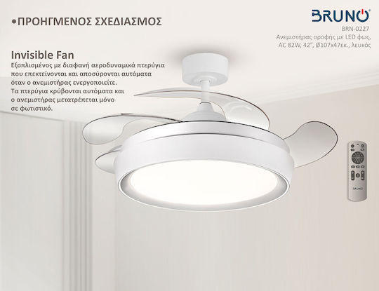 Bruno Ventilator de Tavan 106,68cm cu Lumină Alb