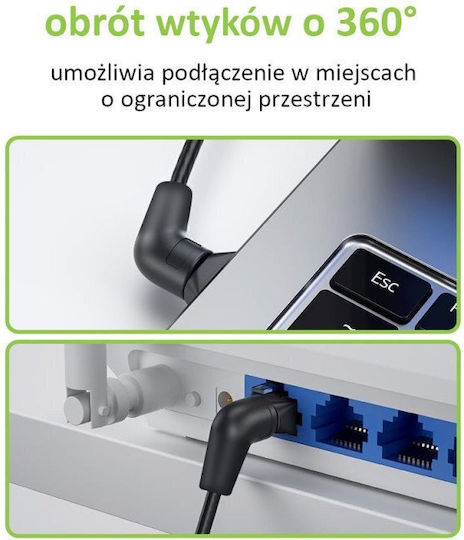 Techly U/UTP Cat.6a (Gigabit) Cablu De Rețea Ethernet 0.5m Negru