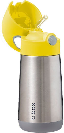 B.Box Kinderflasche Thermos Rostfreier Stahl mit Strohhalm Gelb 350ml