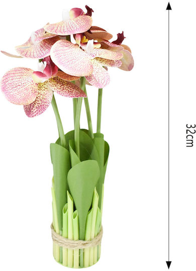 Künstliche Orchidee Topfpflanze 7 Blumen – 3D Textur 32cm