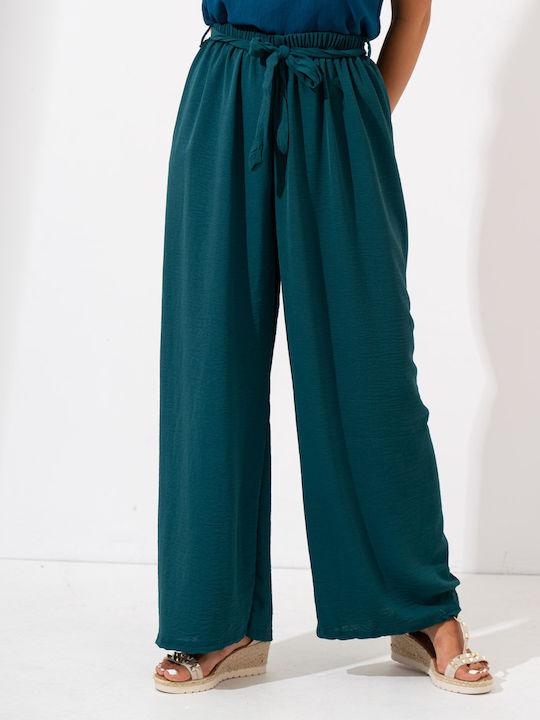 Damenhose in Breit Bein Stil Petrol G-Pantaloons-100-E11(34455)