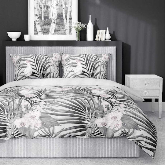 Detexpol Baumwolle Bettbezug Set 160x200cm Einzel mit Kissenbezug Ash Gray