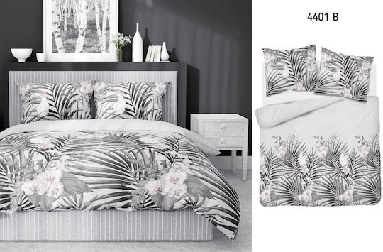 Detexpol Baumwolle Bettbezug Set 160x200cm Einzel mit Kissenbezug Ash Gray