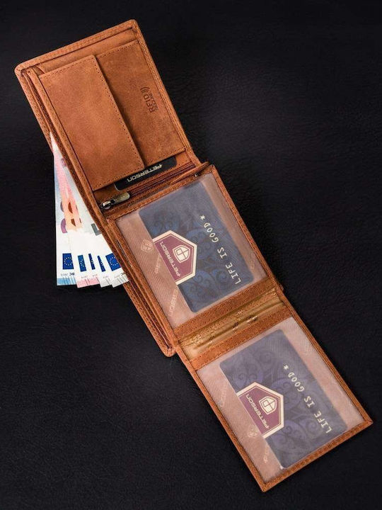 Кожен Мъжки Портфейл с RFID Кафяв