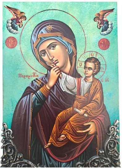 Icoană Din Lemn Fecioara Maria Parabole 20x10cm