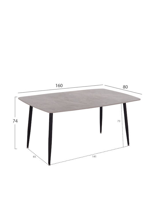 Raven Tisch Speisesaal Grey Marble 160x80x74cm