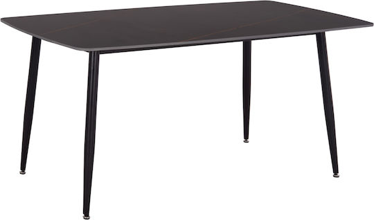Raven Table Dining Room with Ceramic Surface Black Marble 160x80x74cm