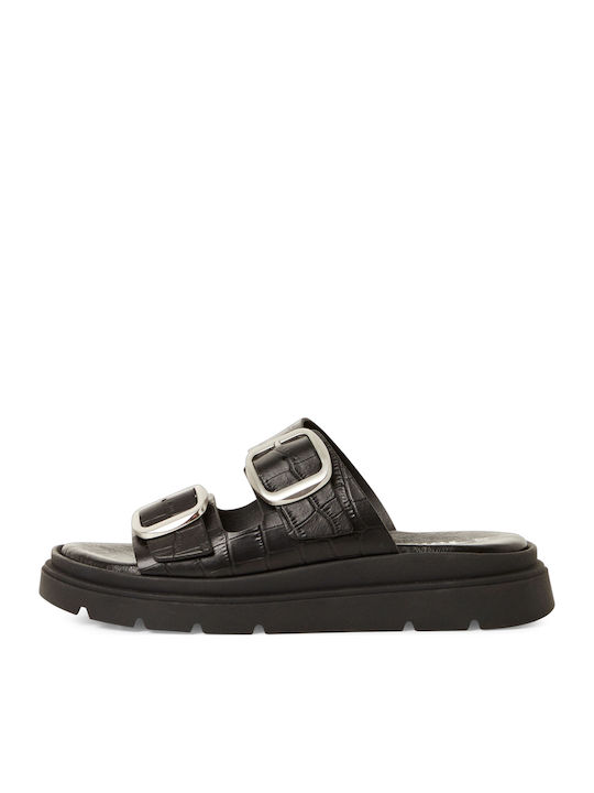 Leather Women's Flat Sandals Anatomic in Black Color