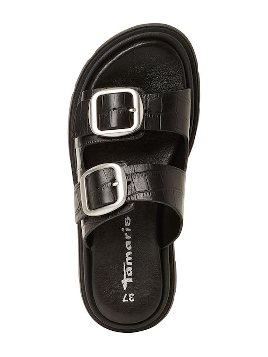 Leather Women's Flat Sandals Anatomic in Black Color