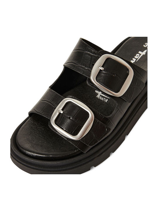 Leather Women's Flat Sandals Anatomic in Black Color