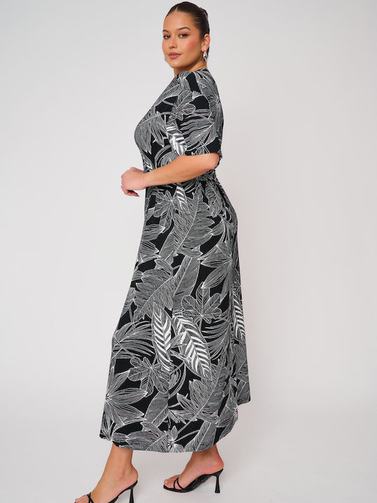 Summer Midi Wrap Black Dress