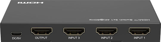 Microconnect Hdmi Switch 3x1 4k@60hz Hdcp 2.2 Remote Control Mc-hdmiswitch0301-4k