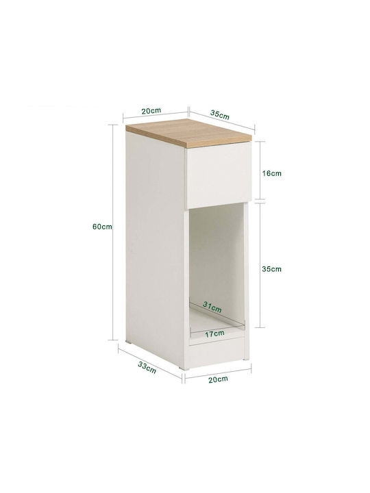 Noptiere Lemnoase Albe 2buc 20x60x35cm