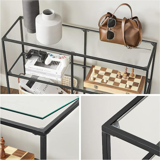 Glass Console Table Black L100xW30xH73cm