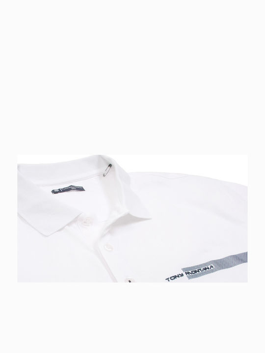 Tony10871 Oversized Large Size Short Sleeve Collar White Blouse