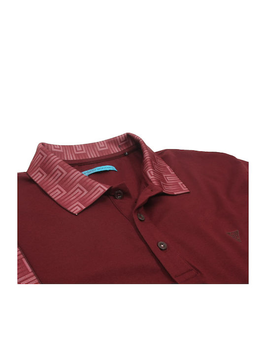 Tony10858 Oversized Large Size Short Sleeve Polo Burgundy