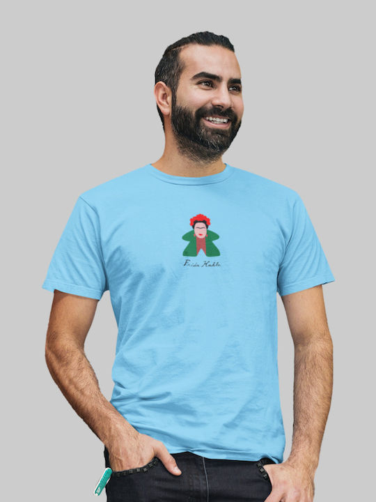 Frida Kahlo Meeple T-shirt Sky Blue