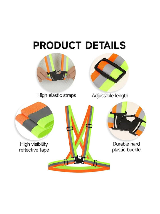 Unisex Fluorescent Elastic Suspenders Vest Reflective Stripes 1aut46