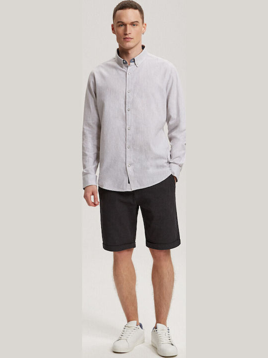 Diverse Πουκάμισο Μακρύ Μανίκι Prm Linen White-grey