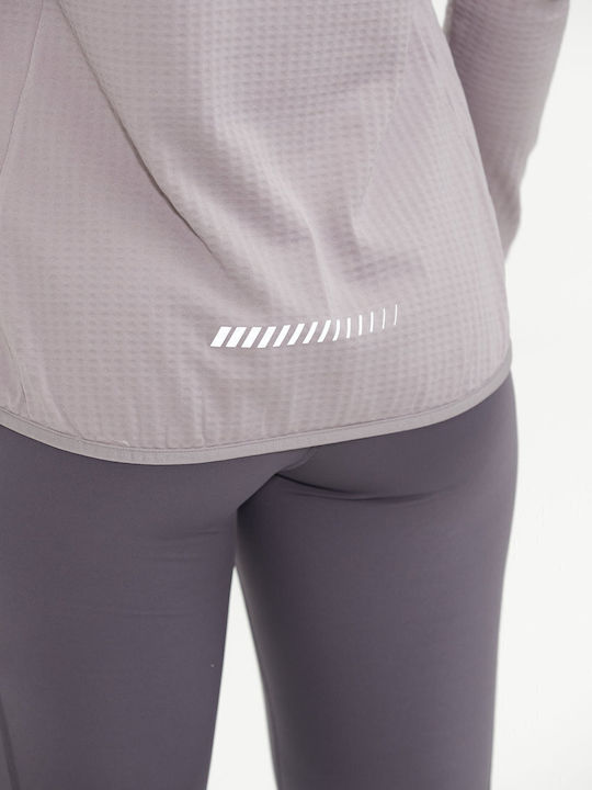 Endurance Bluza L S Leah Waffle Melange Fit Loose Culoare Gri Gull