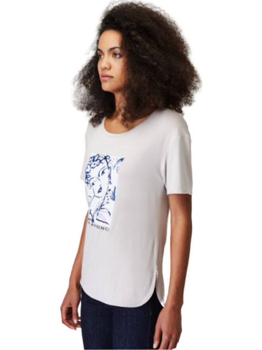 Sarah Lawrence S M Mako T-shirt Face Print Ecru Γυναικείο