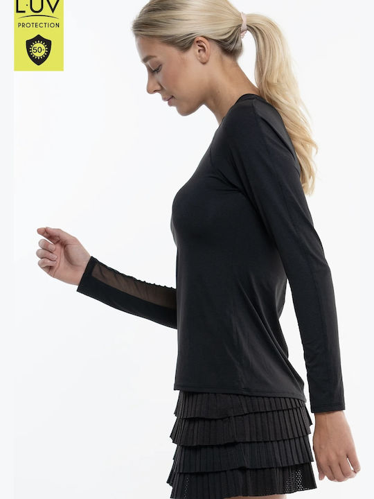 Lucky In Love Breeze Long Sleeve Women's Crew Black