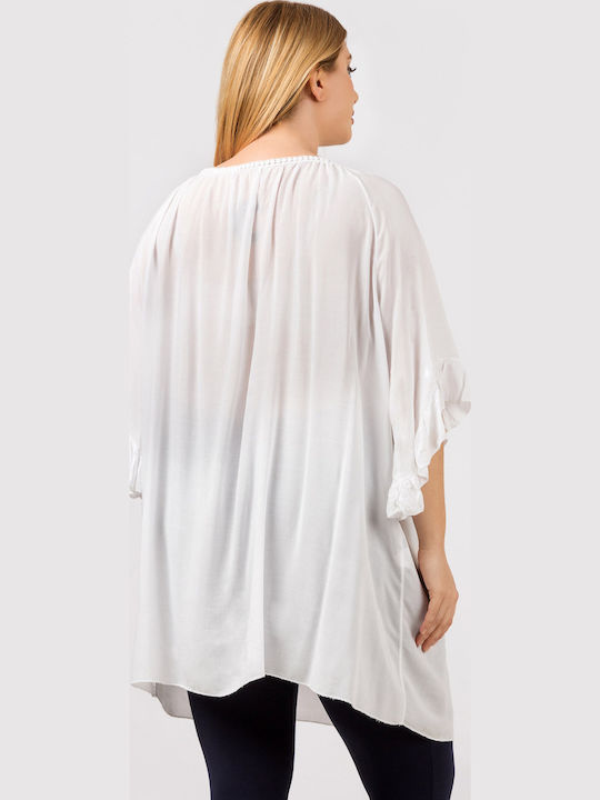 Μεγάλα Μεγέθη Τουνίκ Αέρινη Rosie Άσπρο Plus Size