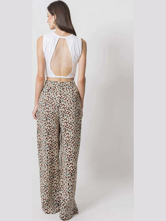 Crop Top Fără Mânecă Deschidere în Spate Alb