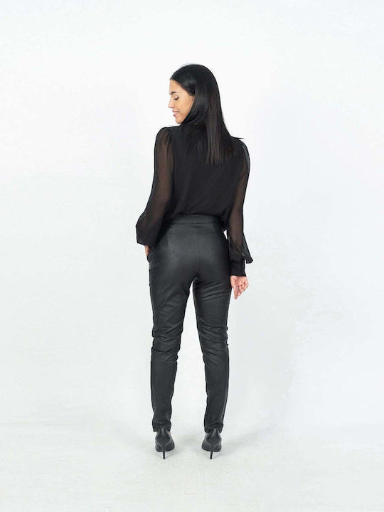 Lederhose mit Reißverschluss in den Taschen Schwarz