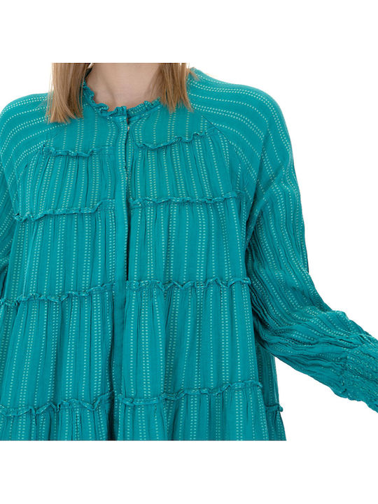 August Resortwear Longsleeve Mini Dress Women August Πρασινο S23a5160-emerald