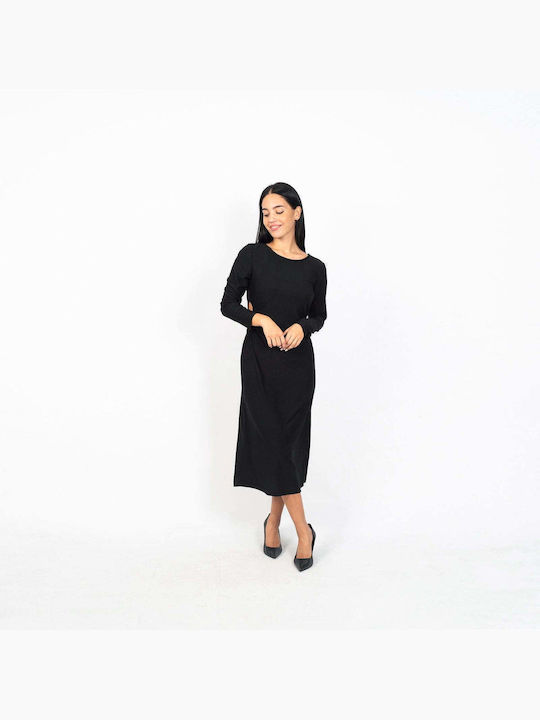 Maxi Kleid Mit Seitlichem Ausschnitt Schwarz