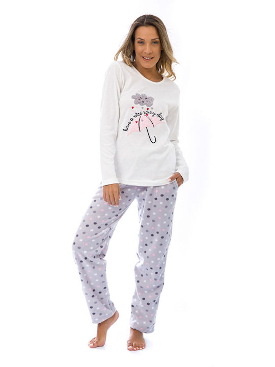 Women's Pajama Robe Set Fleece 20031 Gray