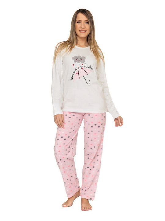 Damen Schlafanzug & Pyjamas mit Fleece 20031 Rosa