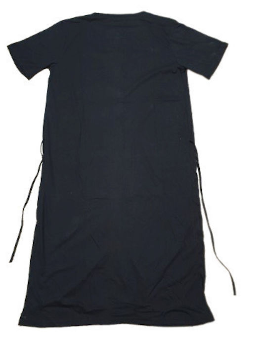 Damen Schlafanzug & Pyjamas Kurzer Ärmel Baumwolle 100% Taschen Gürtel Schwarz