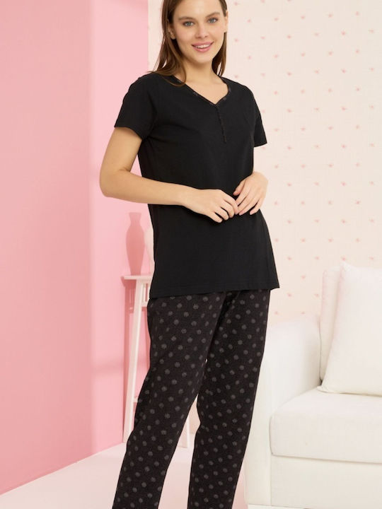 Pijamale Dama Misenza Christina Bumbac Negru
